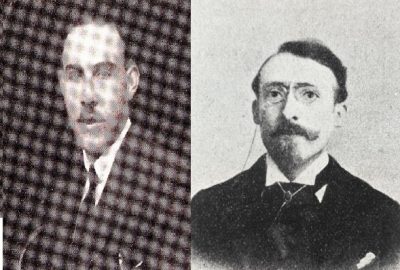 Οι δύο εκδότες των αντιμαχόμενων εφημεριδών, Χρόνος και Αλήθεια, Δημητρός Δημητριάδης «Ντόριαν» (αριστερά) και Μ.Δ. Φραγκούδης (δεξιά), αντίστοιχα. 