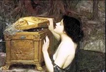 Η καλλονή Πανδώρα που έστειλε ο Δίας για να πάρει εκδίκηση από τον Προμηθέα, όταν έκλεψε τη φωτιά από τους θεούς του Ολύμπου και τη χάρισε στους ανθρώπους