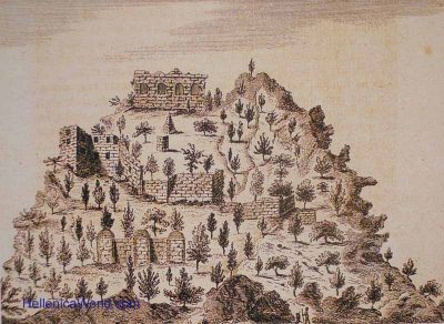 Νότια άποψη του κάστρου του Βουφαβέντο ή το παλάτι της Βασίλισσας, χαρακτικό απο το βιβλίο Travels through different Cities of Germany, Italy .. and parts of Asia 1754, Cyprus Drawings