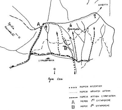 Σχεδιάγραμμα της Μάχης των Σπηλιών 